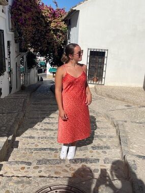 Forever 21 Coral Floral Slip Dress